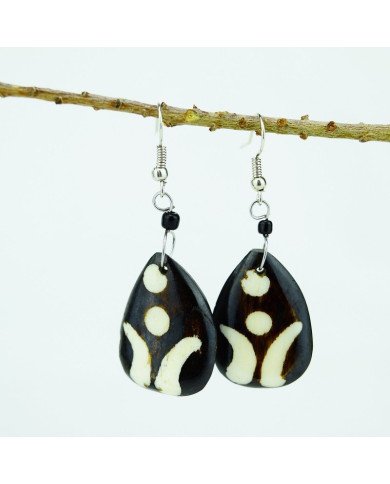 Batik Bone African Handmade Teardrop Earrings Display