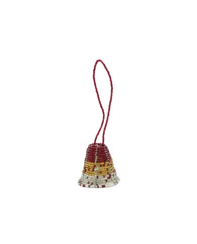 Red Tricolor Maasai Bead African Christmas Bell Ornament