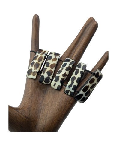 African Batik Cow Bone Bead Elastic Cuff Bracelet Display