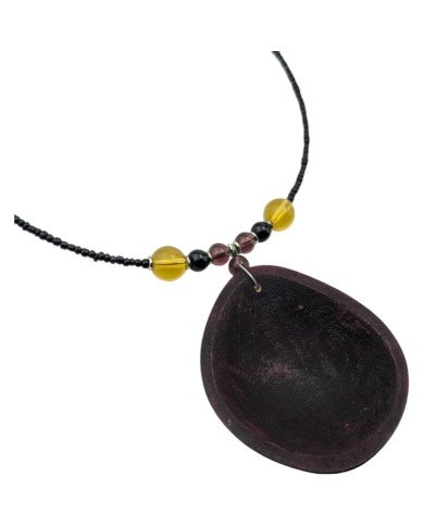 African Handmade Calabash Gourd Pendant Necklace Back