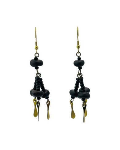 Handmade African Seed Brass Dangle Earrings