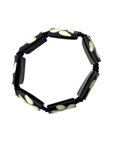 African Mud Cloth Print Leaves Bone Bracelet Top