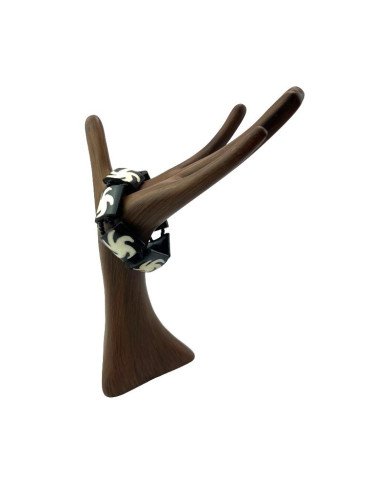 African Mud Cloth Print Pinwheel Bone Bracelet Display