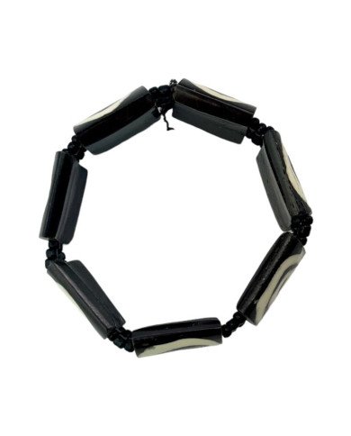 African Mud Cloth Print Bullseye Bone Bracelet Top