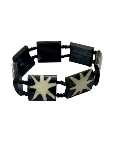 Handmade African Elastic Batik Cow Bone Bracelet