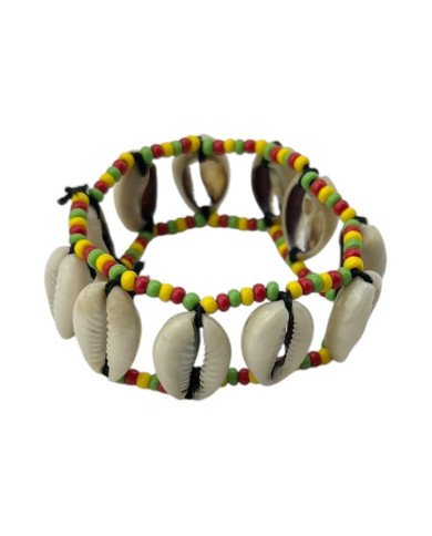 Handmade African Rasta Maasai Bead Cowrie Shell Elastic Bracelet