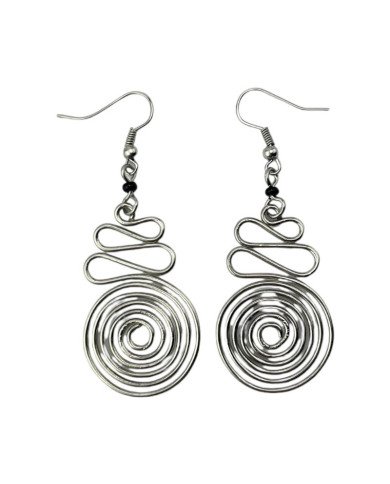 Silver Wire Spiral Earrings African Handmade