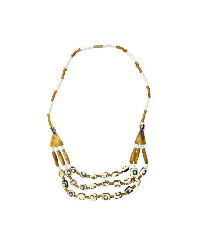 Handmade African Batik Bone Trade Bead Strand Necklace