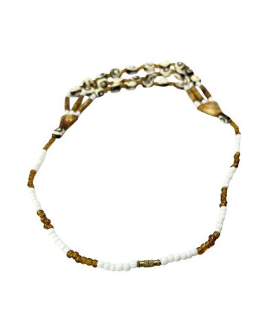 Handmade African Batik Bone Trade Bead Strand Necklace Closure