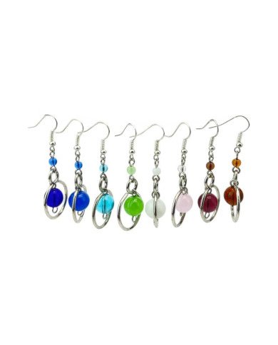 Handmade African Silver Wire Color Bead Dangle Earrings Variations