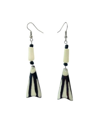Handmade African Fishtail Batik Cow Bone Earrings