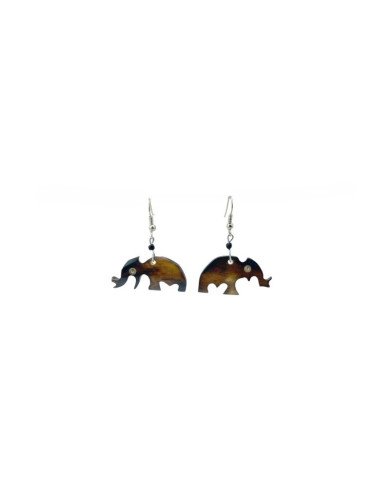 African Hand Carved Cow Bone Elephant Earrings