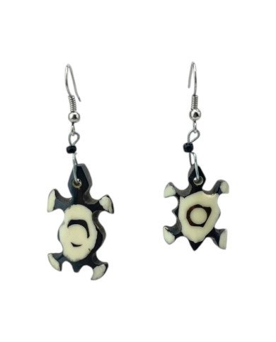 Handmade African Batik Cow Bone Tortroise Earrings Hanging