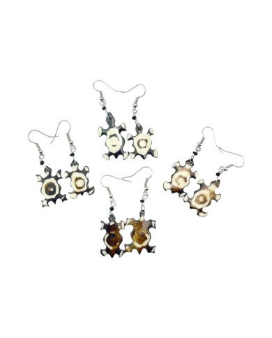 Unique Handmade African Batik Cow Bone Tortroise Earrings