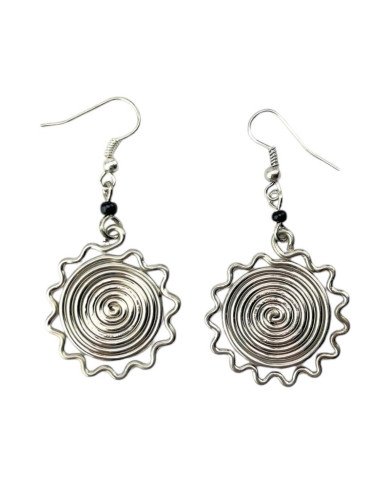 African Handmade Silver Wire Sun Earrings