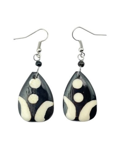 Batik Bone African Handmade Teardrop Earrings