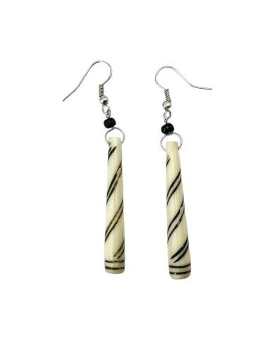 Handmade African Striped Bone Earrings