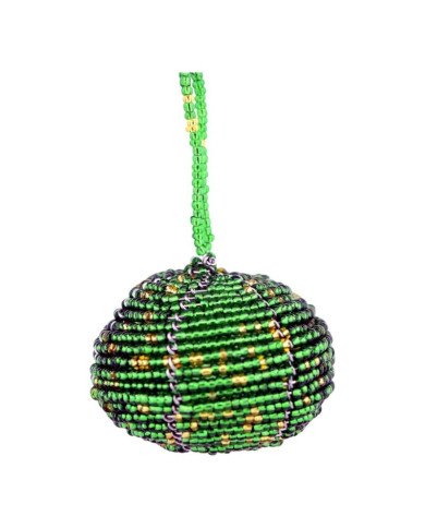 Green Gold Maasai Bead African Christmas Ball Ornament