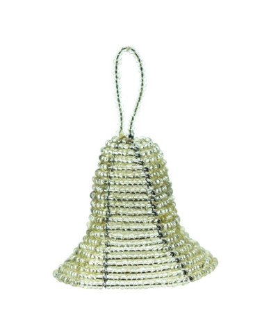 Clear Maasai Bead African Christmas Bell Ornament