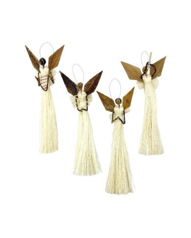 Handmade Christmas Sisal Angel Ornament Variations