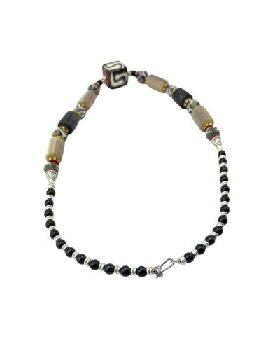 Handmade African Trade Bead Cow Horn Necklace Closure