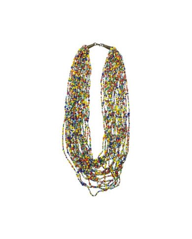 Handmade African Multicolor Maasai Bead Multistrand Necklace