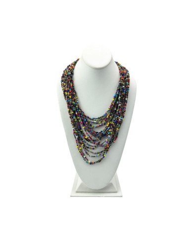 Colorful Multi Strand Maasai Bead Handmade Necklace Bust