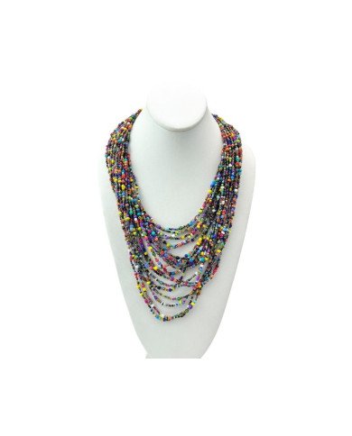 Colorful Multi Strand Maasai Bead Handmade Necklace Display
