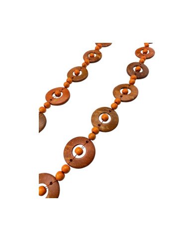 Orange Coconut Shell Disk African Necklace