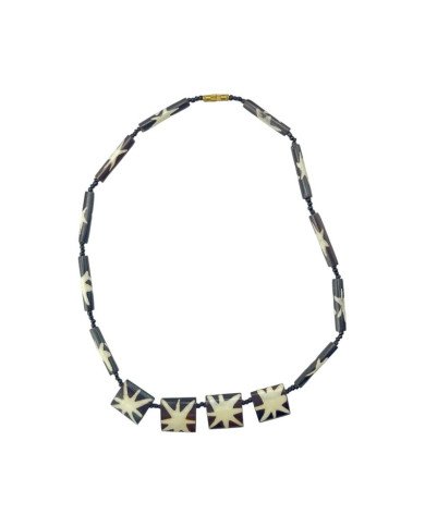 Handmade African Batik Cow Bone Beads Necklace