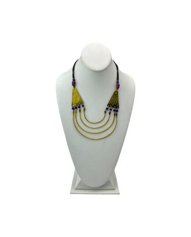 Handmade African Brass Bib Necklace Display