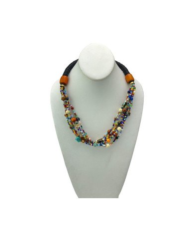 Handmade Mixed Material Beaded African Necklace Display