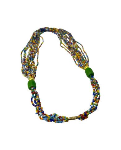 Handmade Multicolor Maasai Bead Green Resin Necklace Closure