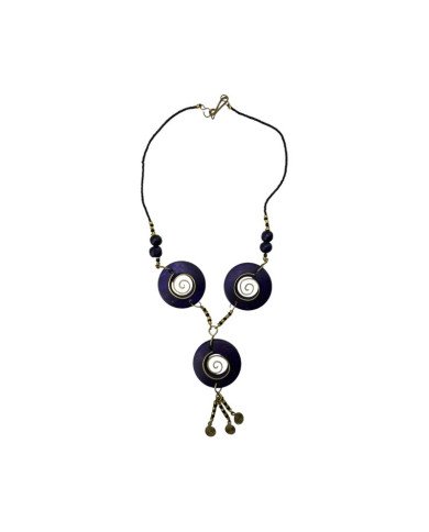 Handmade African Coconut Shell Pendant Necklace Purple