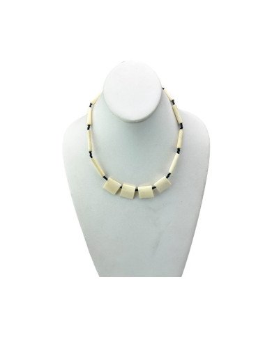 Handmade African Natural White Cow Bone Bead Necklace Bust