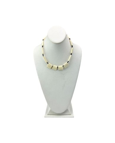 Handmade African Natural White Cow Bone Bead Necklace Display