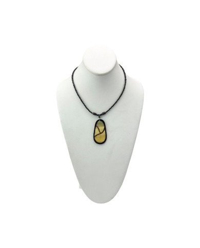 Oblong Cow Horn Leaf Pendant Necklace