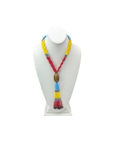 Handmade African Maasai Bead Necklace Braided Tassel