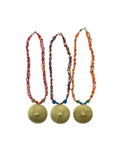 Handmade African Braided Red Maasai Bead Brass Pendant Necklace Variations