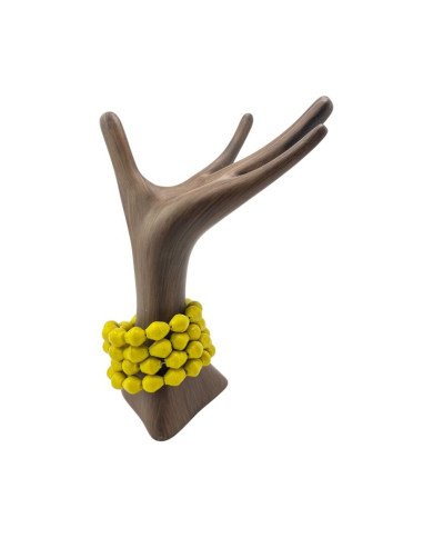 Solid Yellow African Recycled Paper Bead Coil Wrap Bracelet Arm