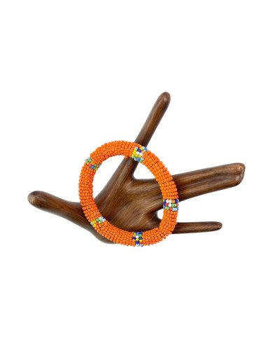 Handmade Orange Maasai Bead African Tube Bracelet Top