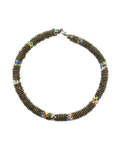 Handmade Gold Maasai Bead African Tube Necklace