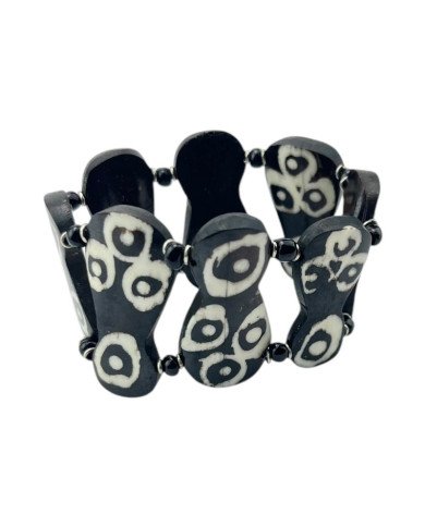 Elastic Gourd Shaped Batik Bone African Handmade Bracelet Angle