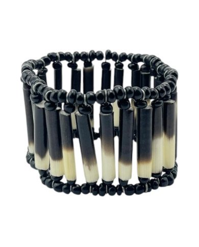 Handmade African Porcupine Quill Maasai Bead Bracelet Front