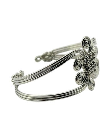 African Handmade Woven Silver Wire Coil Bracelet Angle