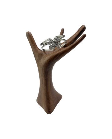 African Handmade Silver Coil Weave Bracelet Bangle Display