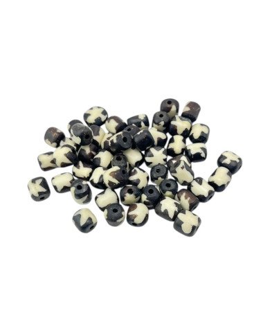 Star Batik Print African Cow Bone Beads