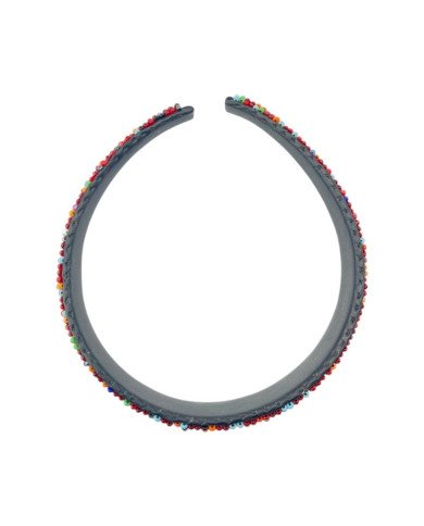 Red Multi Stripes Maasai Bead Headband Top