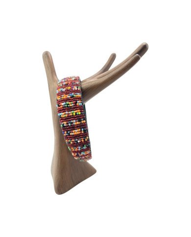 Red Multi Stripes Maasai Bead Headband Display
