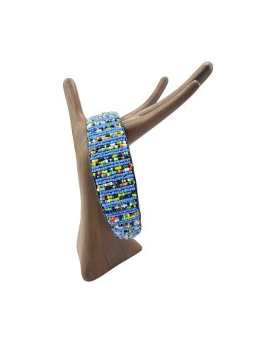 Periwinkle Stripes Maasai Bead Headband Display